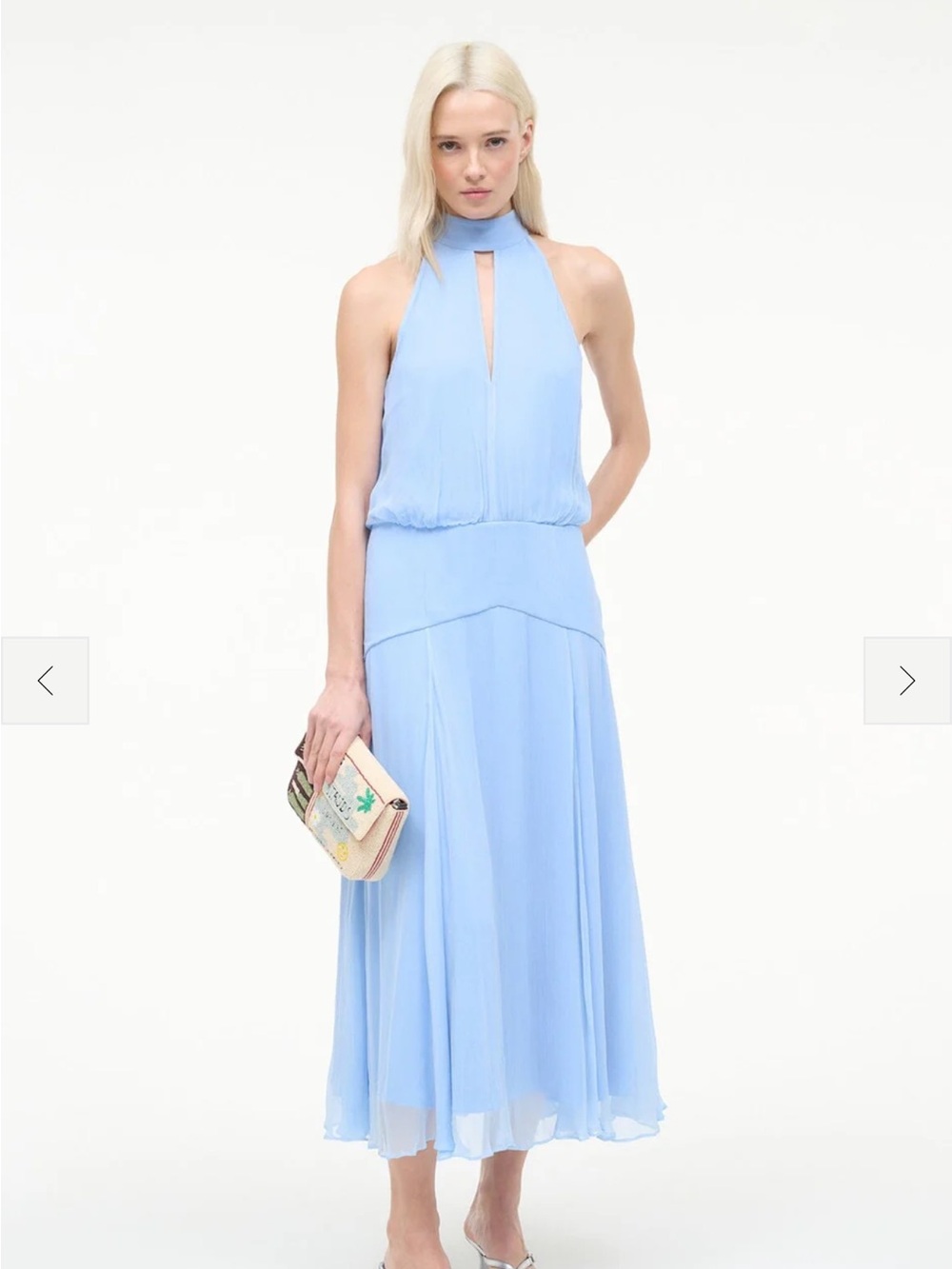 STAUD Light Blue Halter Midi Dress